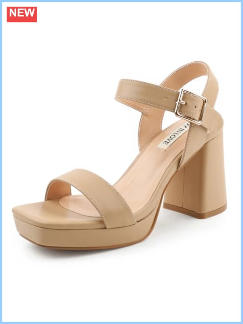 Chunky Block Heel Platform Sandals with Adjustable Ankle Strap, 3.5" Heel